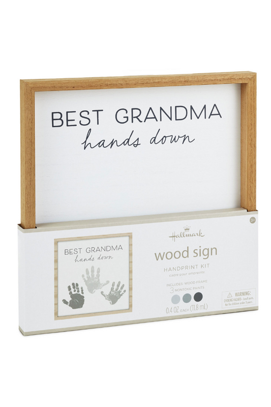 Lavender Best Grandma Hands Down Wood Sign Handprint Kit