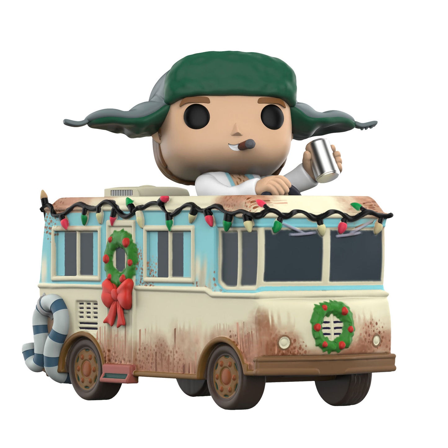 A Funko Pop Christmas ornament of Eddie in the Cousins' RV from the movie "National Lampoon's Christmas Vacation".