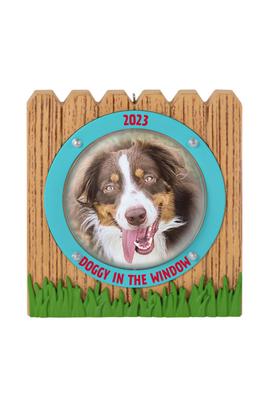 Rosy Brown 2023 Ornament - Doggy in the Window Photo Frame Ornament