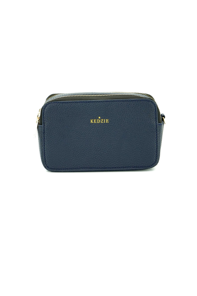 Dark Slate Gray Kedzie Modernist Crossbody Bag Vegan Leather Camera Shape Bag