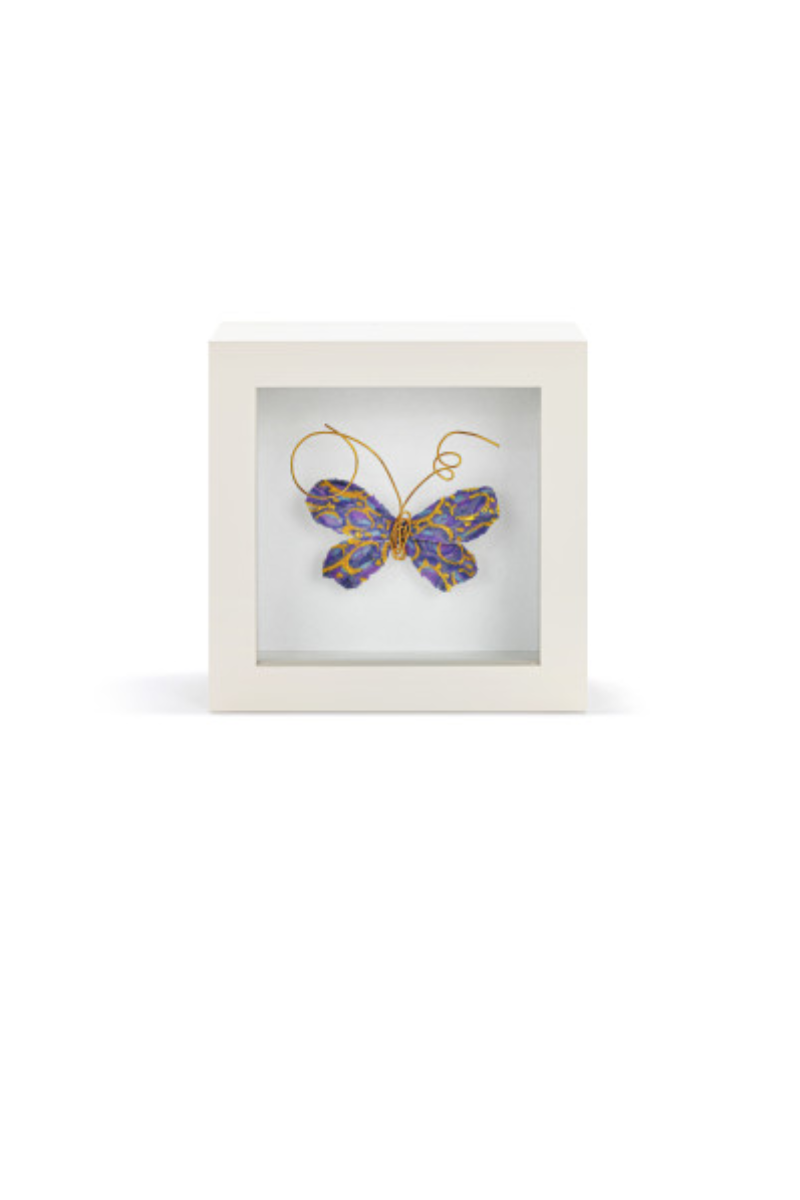 Light Gray Butterfly Shadow Box - 4in