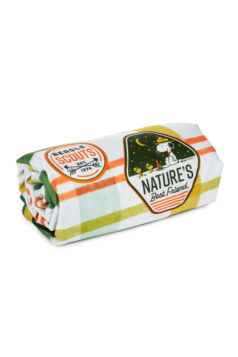 Light Gray Peanuts® Beagle Scouts Picnic Blanket with Bag