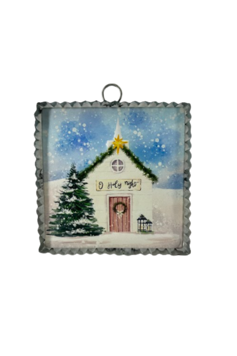 Light Slate Gray Happy Holidays Tin Wall Decor 6"