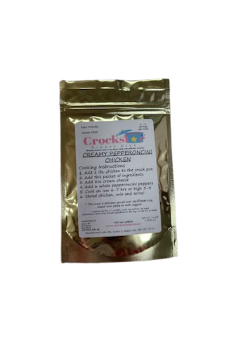 A gold packet of Crockstar cooking mix.