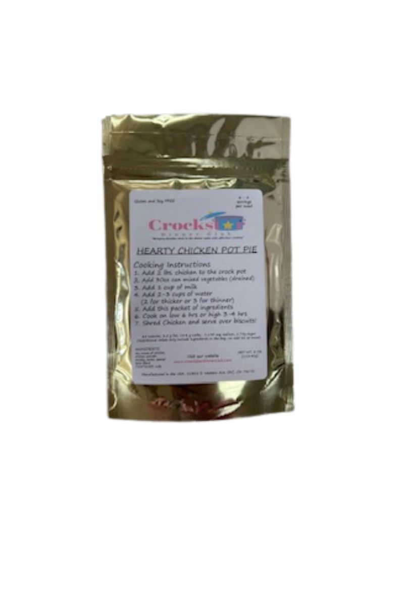 A gold packet of Crockstar cooking mix.