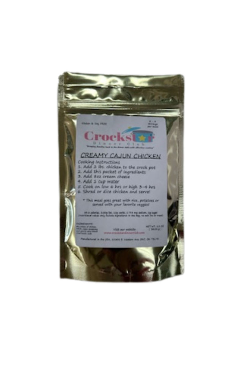 A gold packet of Crockstar cooking mix.