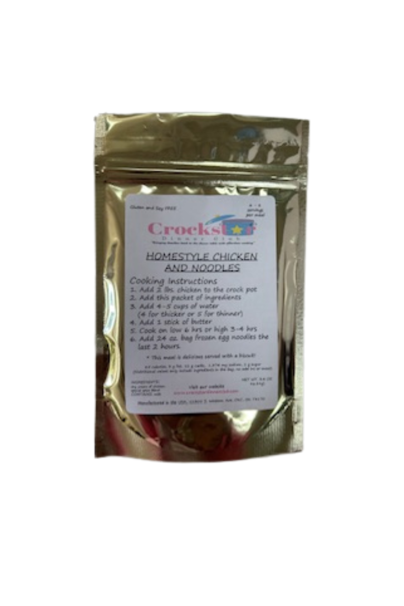 A gold packet of Crockstar cooking mix.