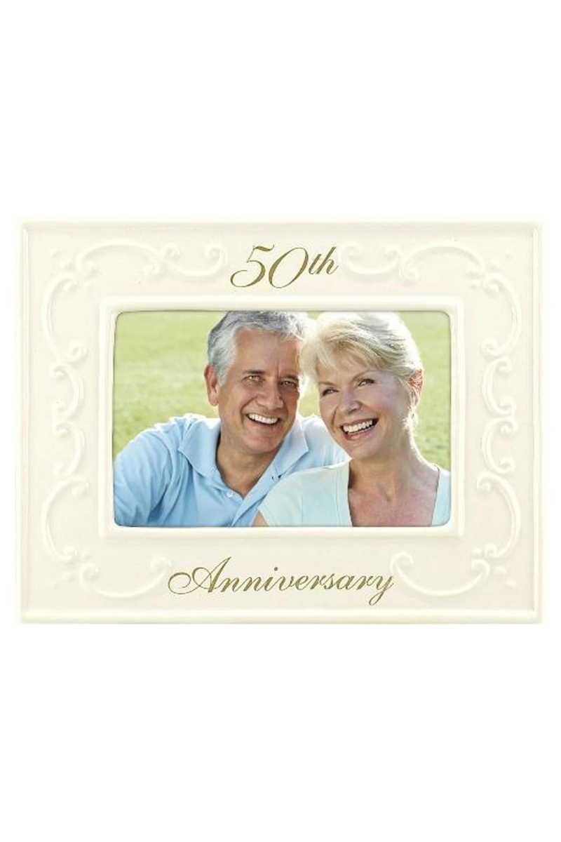 Beige Malden Glazed Ceramic 50th Anniversary Picture Frame 4X6