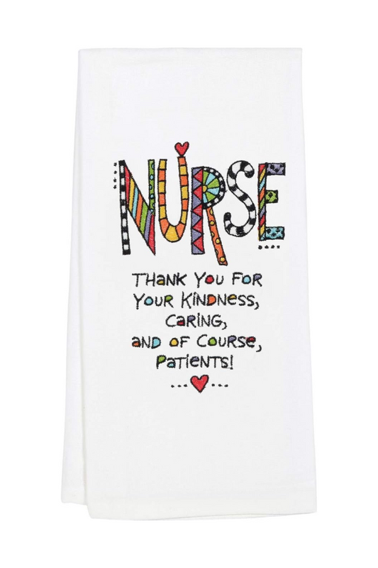 White Smoke Nurse Embroidered Dish Cloth Tea Towel