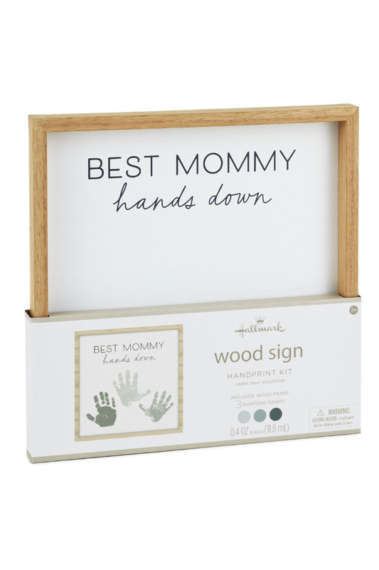 Lavender Best Mommy Hands Down Wood Sign Handprint Kit
