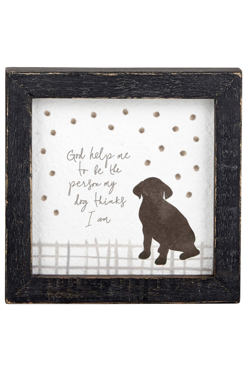 Lavender Inspirational Rustic Framed Wall Art, 5 x 5-Inch, Dog