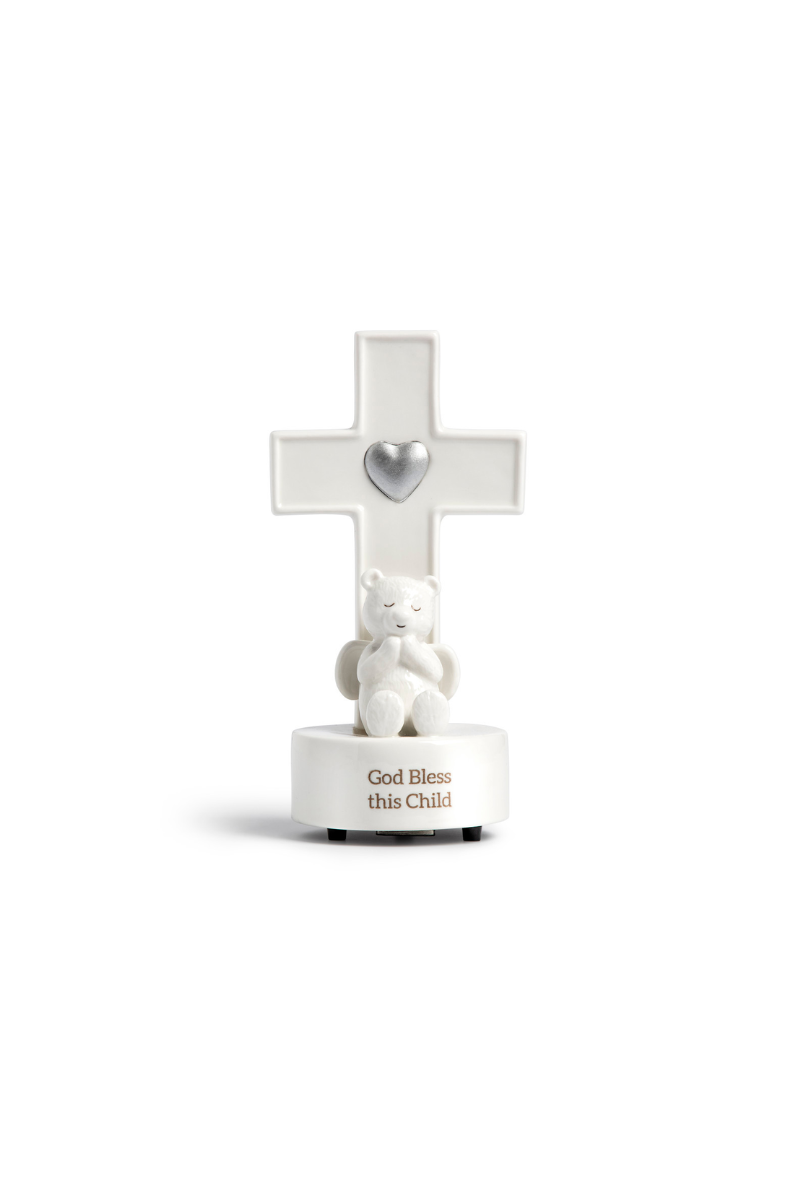 Light Gray Guardian Angel Musical Cross