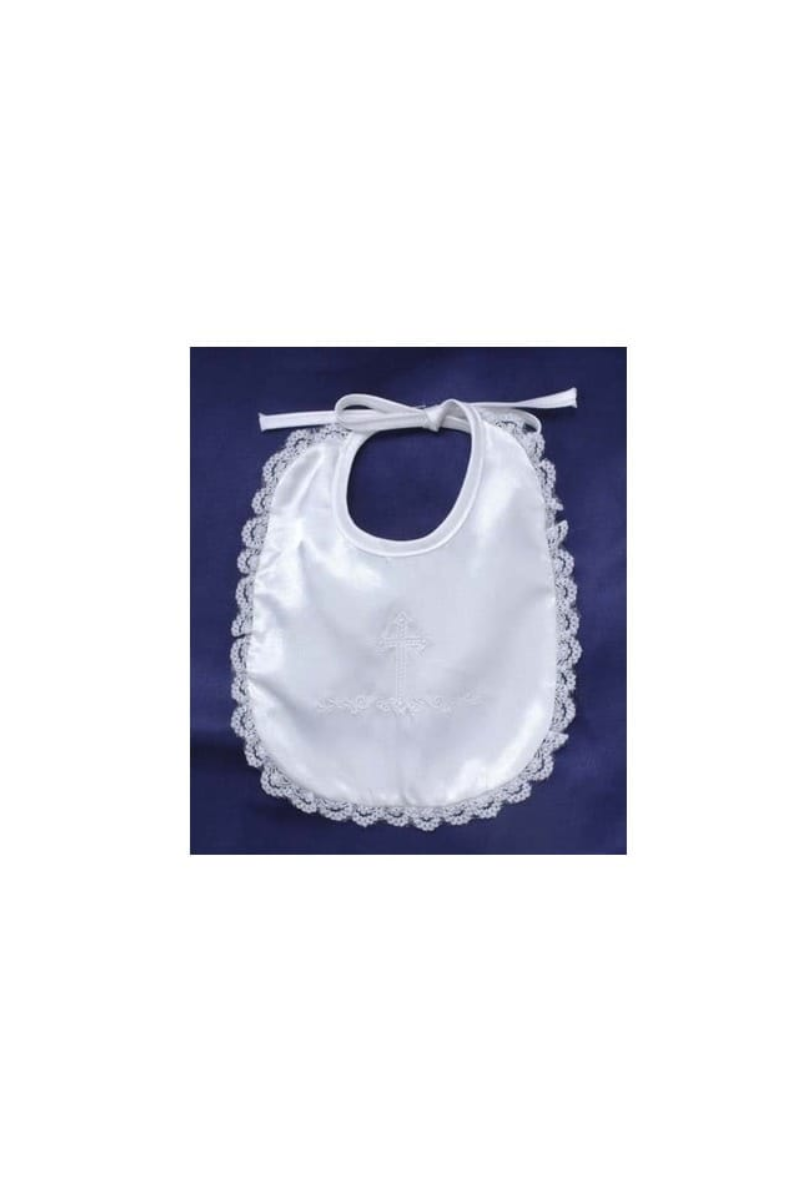 Light Gray Bibs - Baptismal Bib with Cross