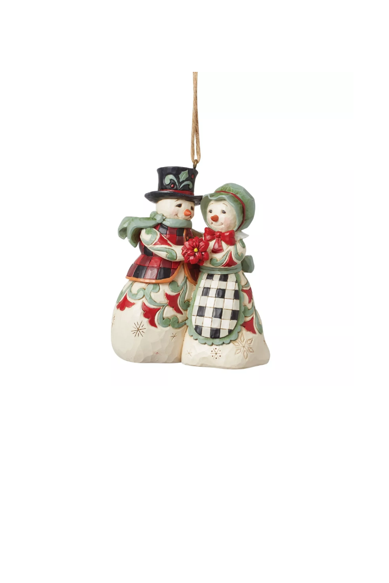 Gray Jim Shore Highland Glen Christmas Mr & Mrs Snowman Snow Couple Ornament