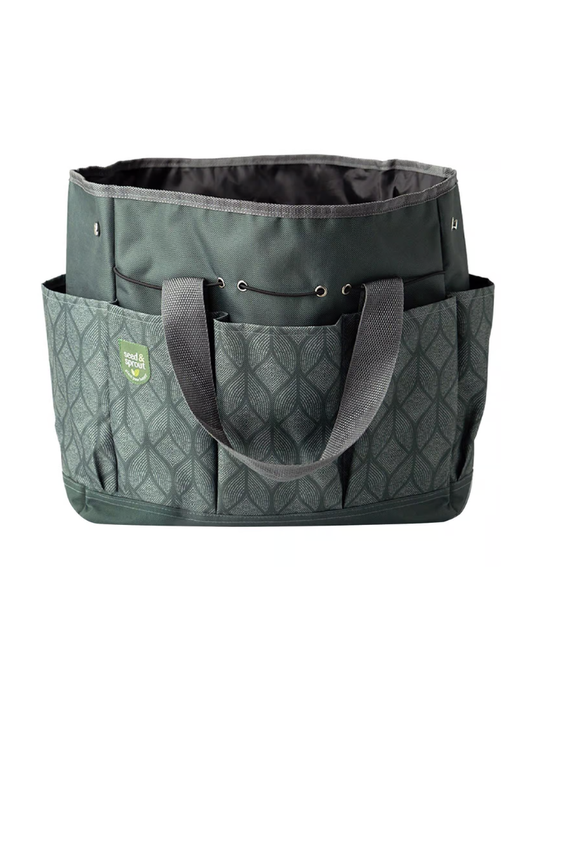 Dark Slate Gray Seed and Sprout Gardening Tote Bag