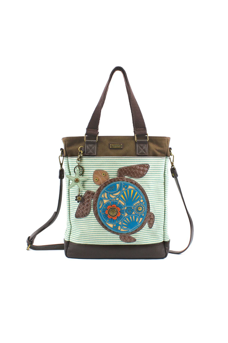 Dark Slate Gray Work Chala Tote - Sea Turtle
