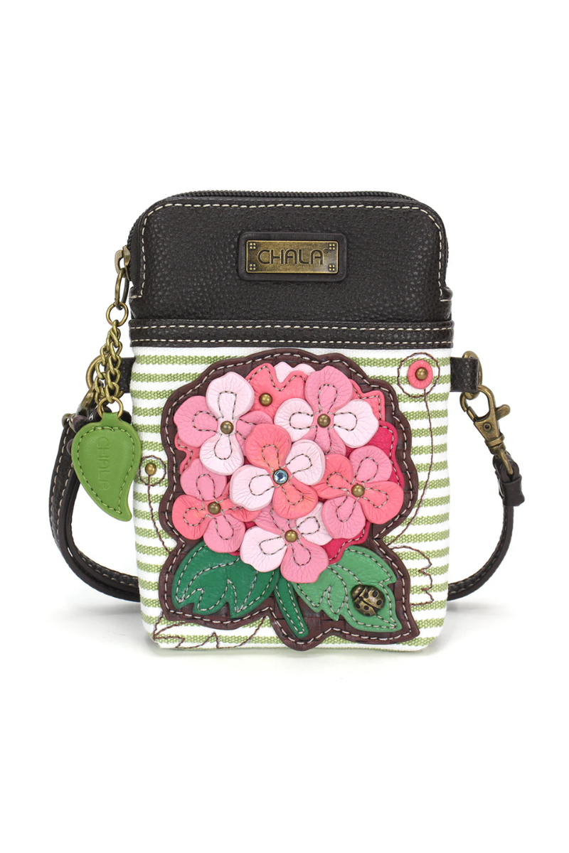 Dark Slate Gray Chala Cellphone Crossbody - Pink Hydrangea