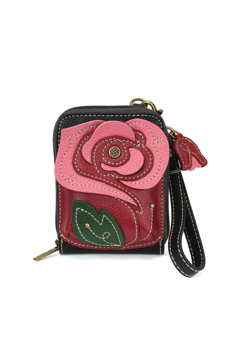 Sienna Chala Cute Credit Card Holder / Wallet Wristlet - Red Rose