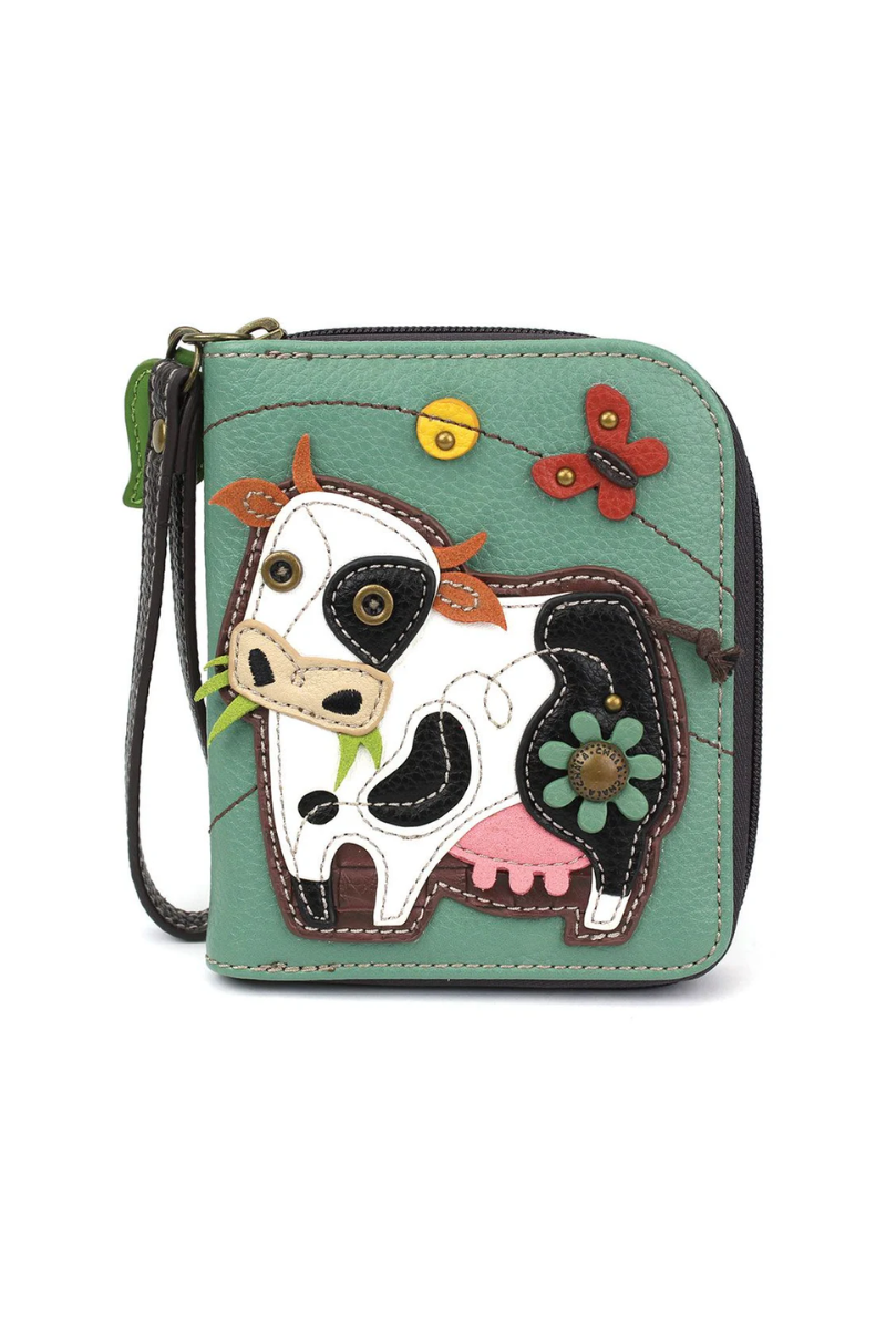 Slate Gray Chala Zip Around Wallet - Cow