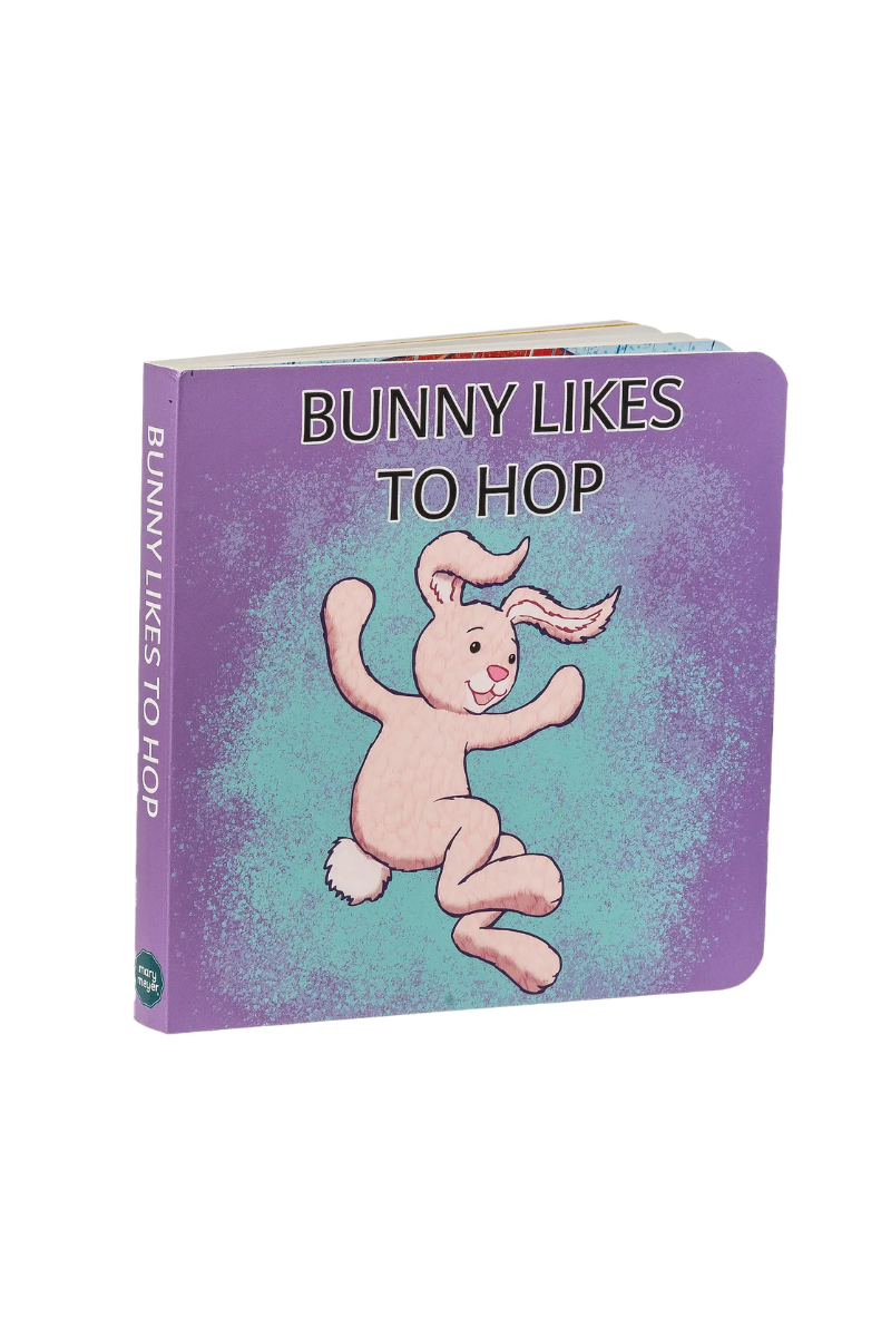 Light Slate Gray Bunny Likes To Hop Board Book