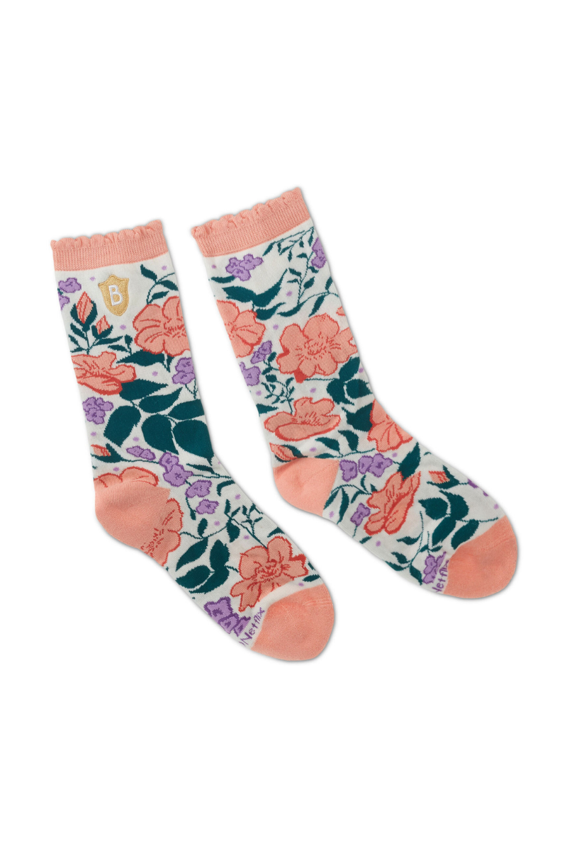 Tan Bridgerton Colorful Floral Socks