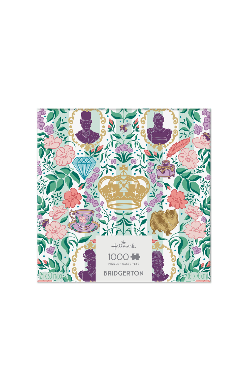 Light Gray Bridgerton Ton Silhouettes on Floral 1000-Piece Jigsaw Puzzle