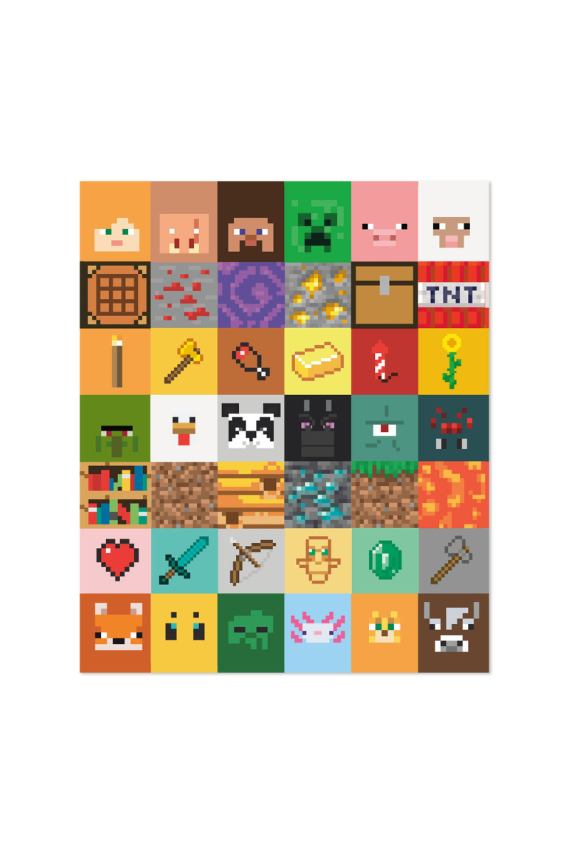 Goldenrod Minecraft Game Icons Throw Blanket, 51x62