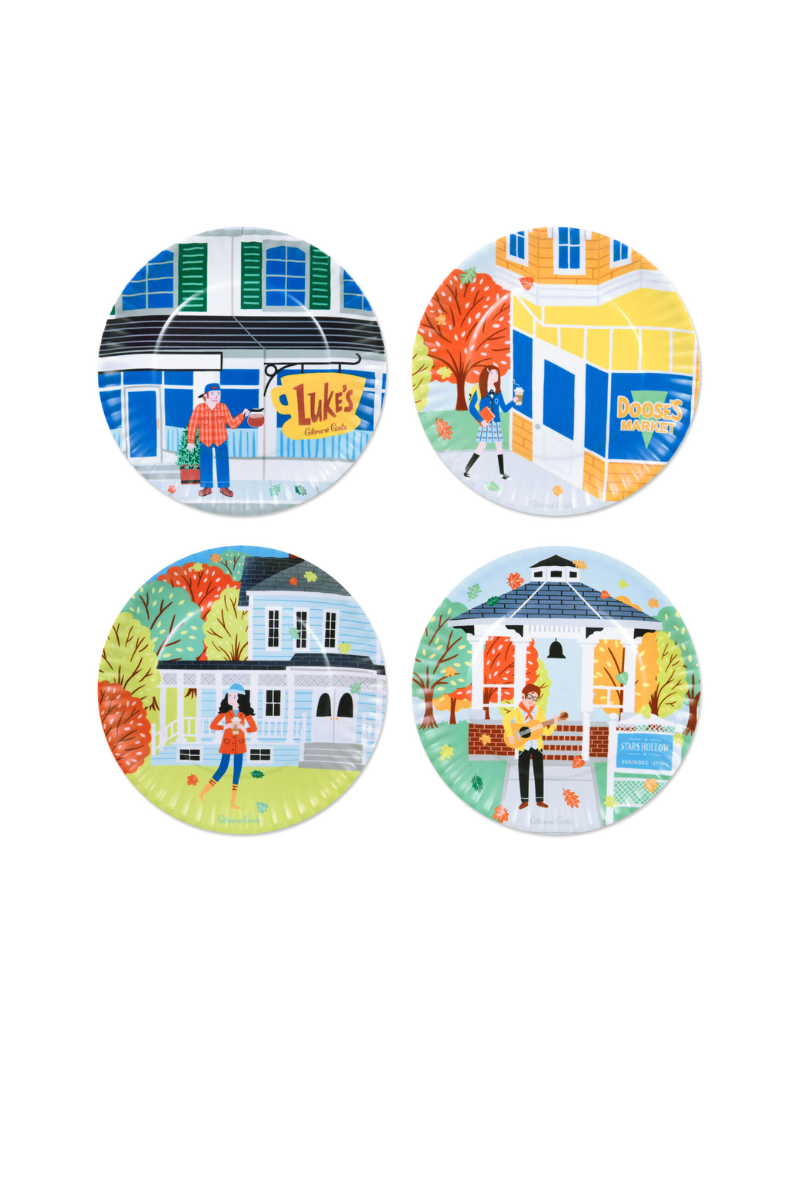 Light Gray Gilmore Girls Stars Hollow Appetizer Plates, Set of 4