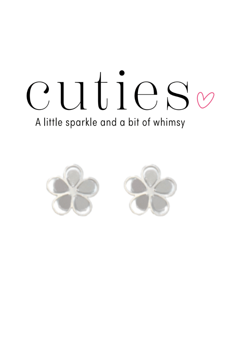 Light Gray Cuties Silver Flower Stud Earrings