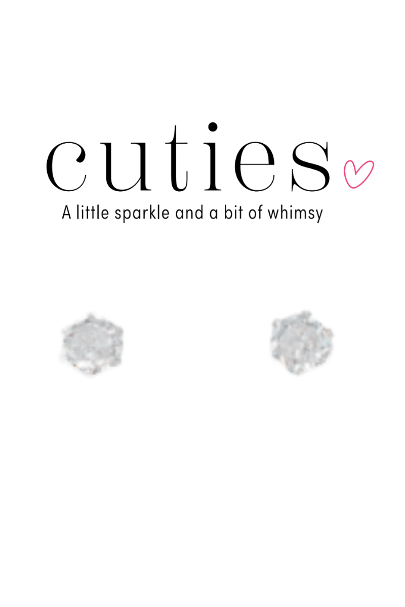 Light Gray Cuties Silver Crystal Stud Earrings