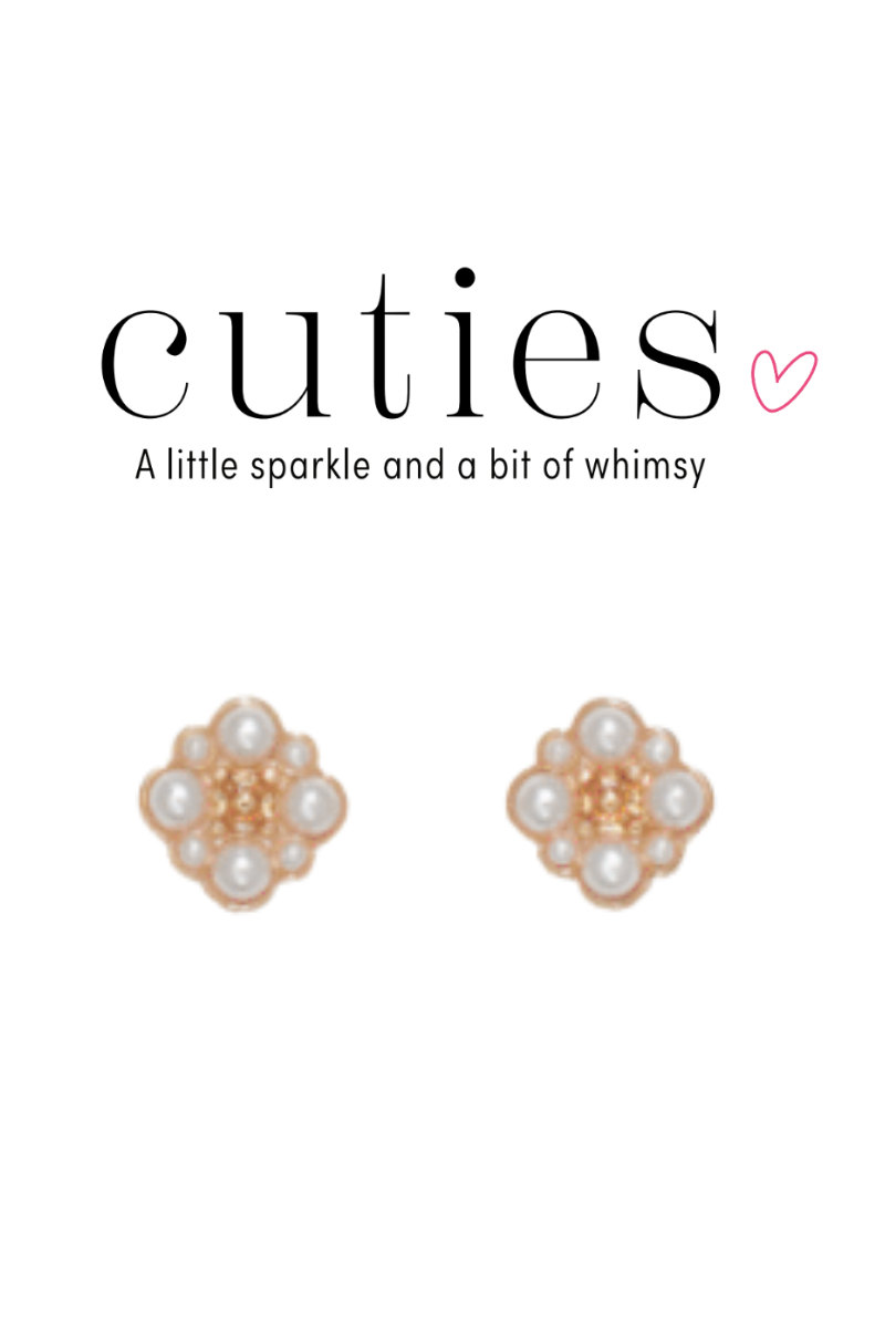 Gray Cuties Gold and Pearl Stud Earrings