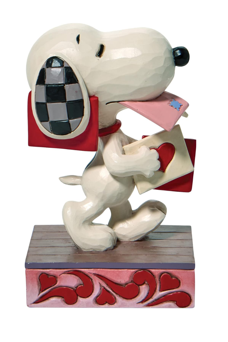 Rosy Brown Jim Shore Peanuts Snoopy Holding Valentines Figurine, 4.75 Inch, Multicolor