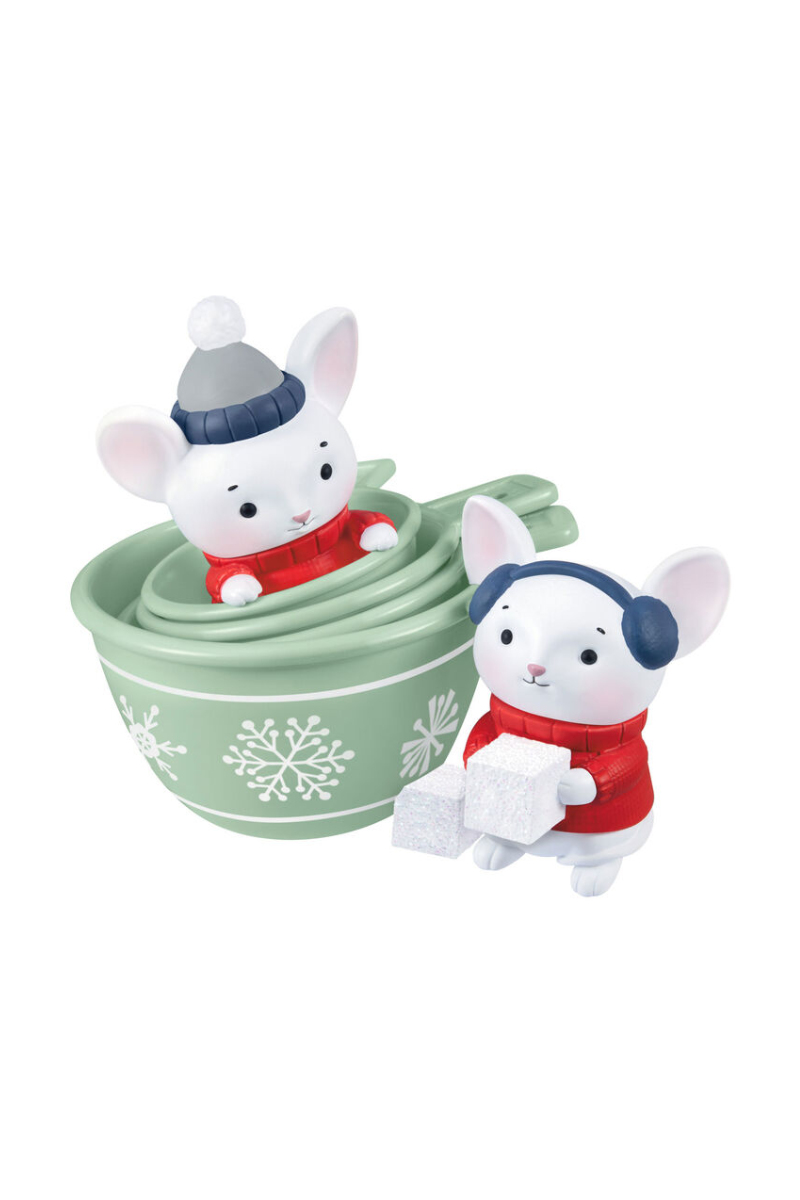 Light Gray 2025 Ornament - Merry Mice in Measuring Cups Ornament