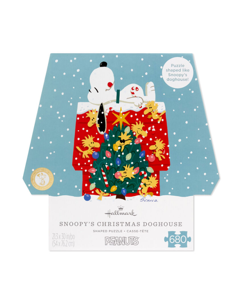 Dark Gray Peanuts® Snoopy's Christmas Doghouse 680-Piece Shaped Puzzle