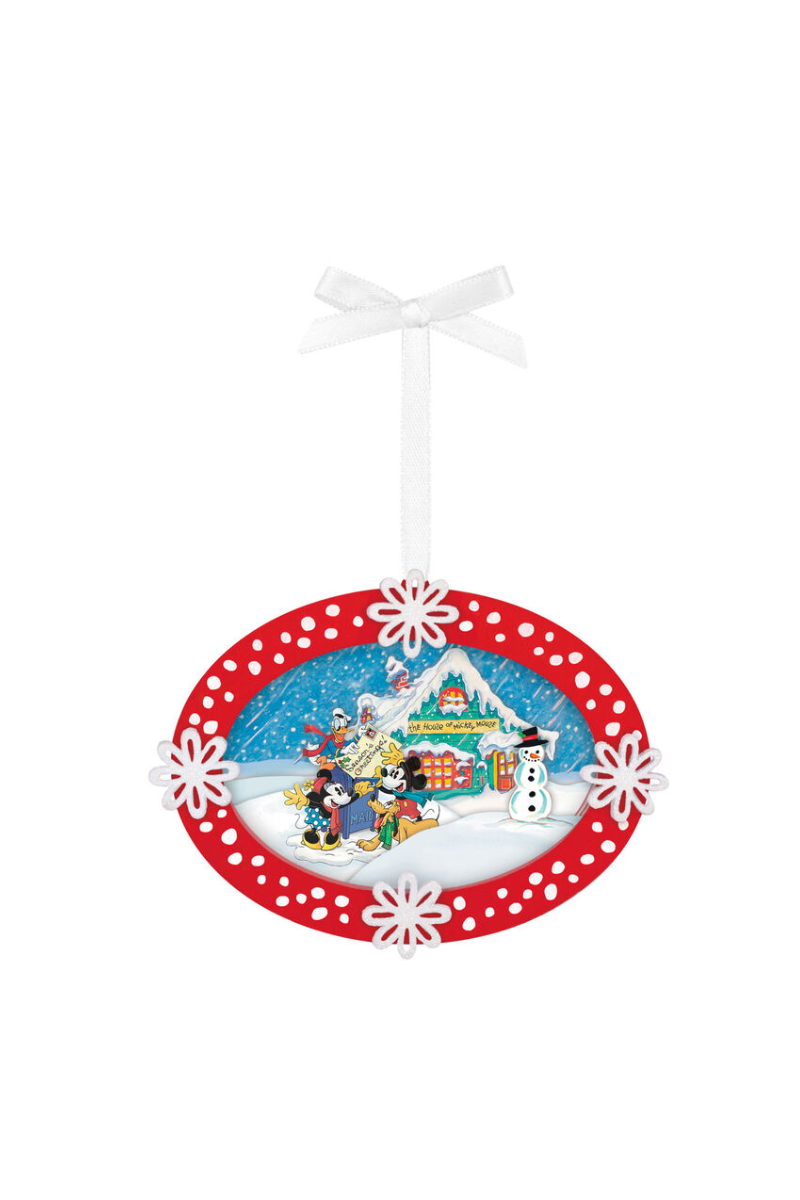 Steel Blue 2025 Ornament - Disney Mickey and Friends Sending Season's Greetings Papercraft Ornament