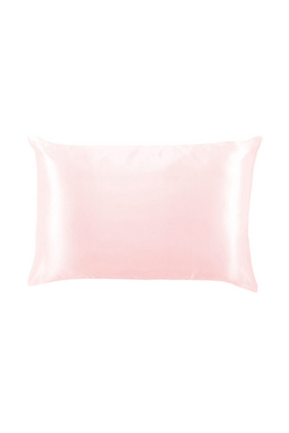 A pink silk pillow. 