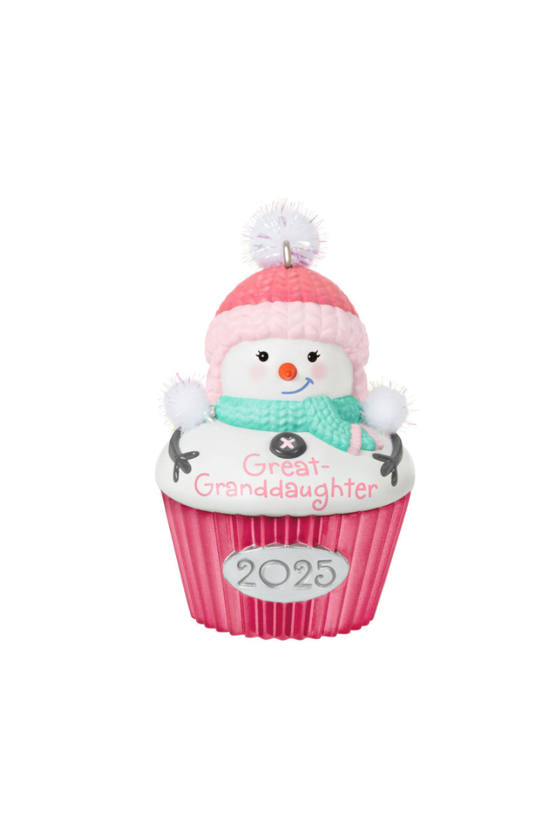 Light Gray 2025 0rnament - Great-Granddaughter Cupcake Ornament
