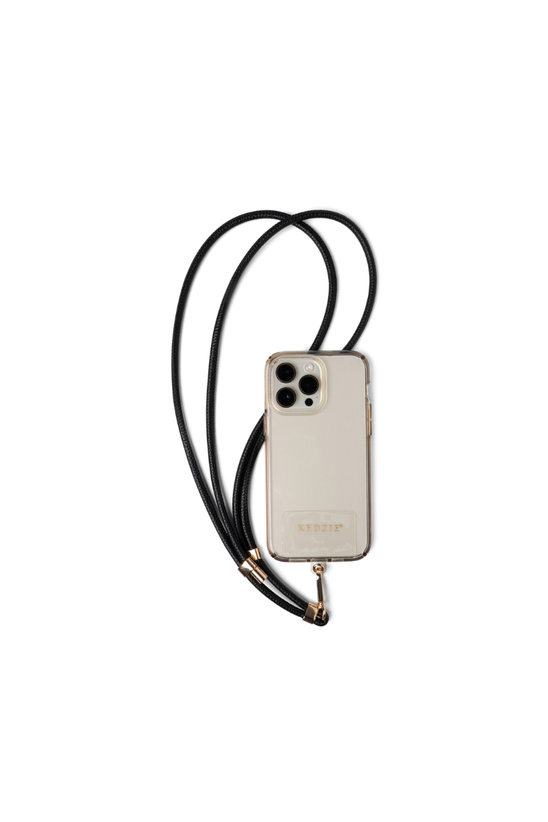 Black KEDZIE Smartphone Lanyard Set Vegan Leather