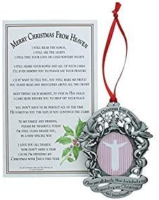 Light Gray Merry Christmas from Heaven-Photo Remembrance Ornament