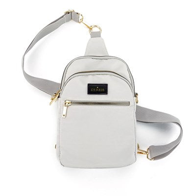 Light Gray Kedzie Modernist Vegan Leather Crossbody