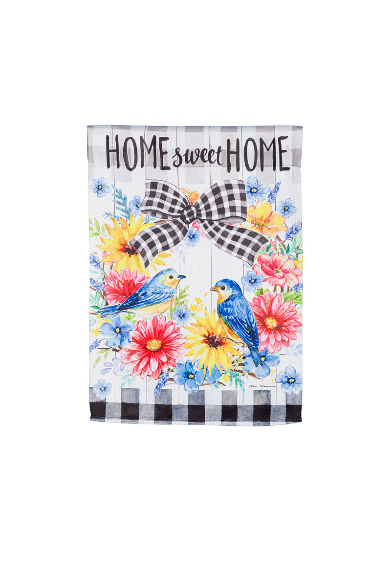 Light Gray Spring Bird Wreath Garden Suede Collection