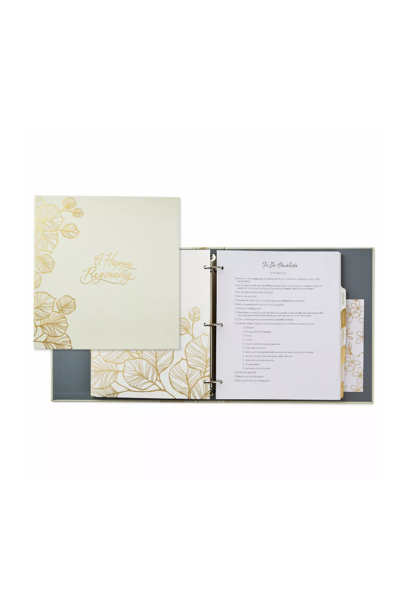 Light Gray A Happy Beginning Wedding Planner 3-Ring Binder