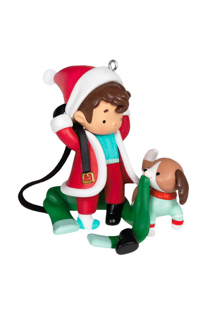 Dark Slate Gray Young Santa Ornament