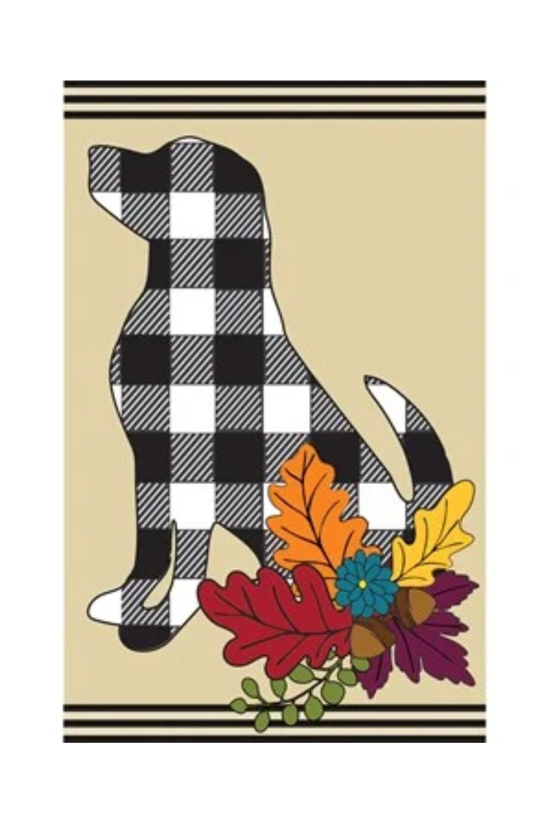 Dark Slate Gray Fall Dog Silhouette Garden Applique Flag