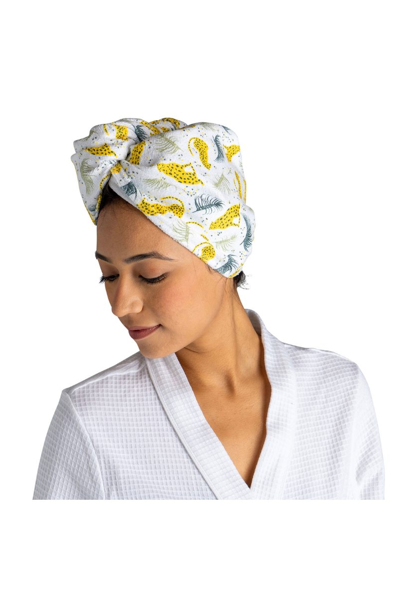 Light Gray Lemon Lavender Plot Twist Microfiber Turbo Towel