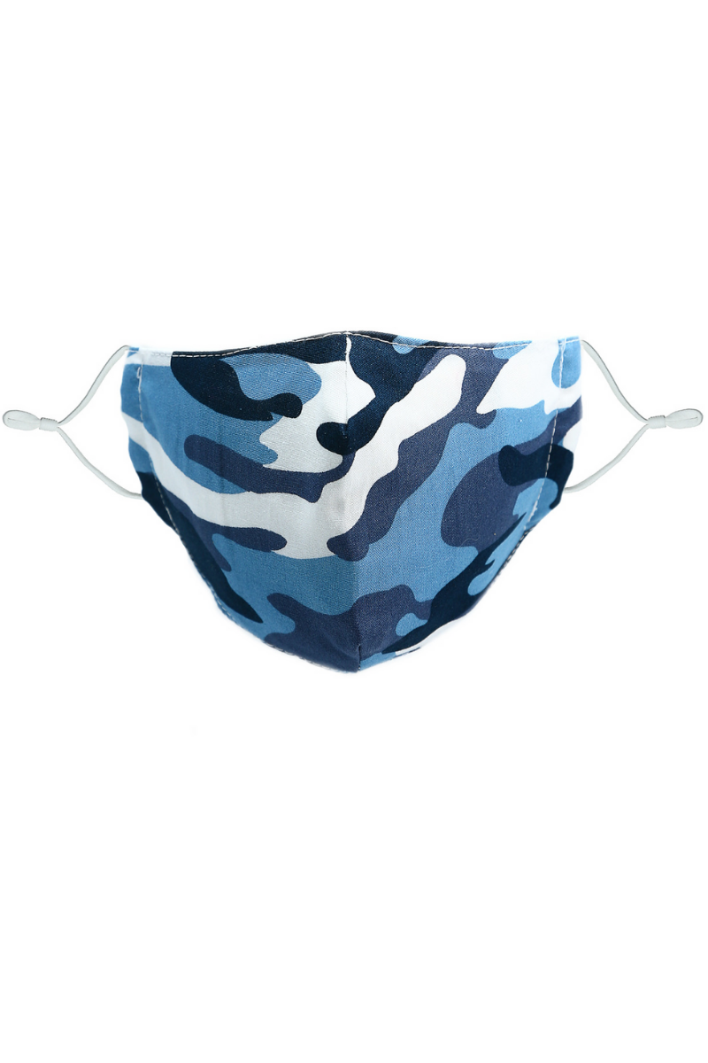 Dark Slate Gray BLUE CAMO KID FACE MASK