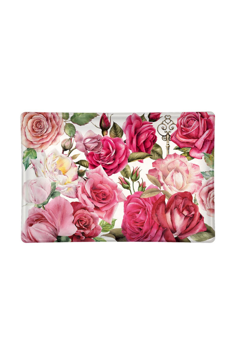 Gray Royal Rose Rectangular Glass Soap Dish