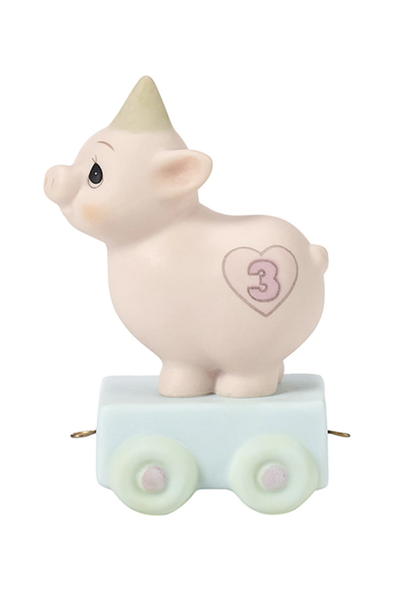 Light Gray Precious Moments Birthday Train, Age "3"
