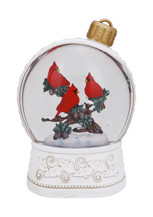 Light Gray Christmas 6.75" Cardinal Trio Ornament Glitter Lantern