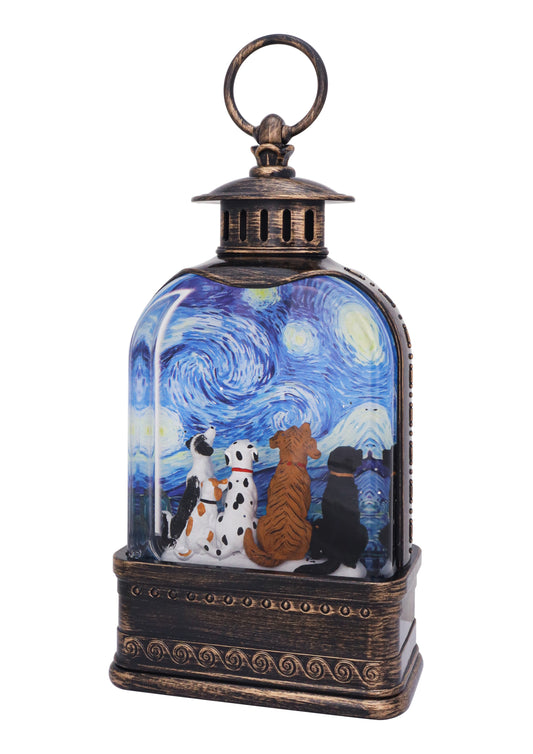 Dark Slate Gray Christmas 10.75" Starry Paws Gaze Wide Dome Glitter Lantern with Sublimation
